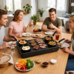 Costway Barbecue elettrico da tavolo 1000w piastra antiaderente per raclette e bistecca con 4 padelle e accessori, Griglia elettrica da tavolo - immagine 38