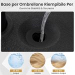 Costway Base ombrellone da giardino con acqua e sabbia 52 kg, Supporto rotondo con maniglia e manopola regolabile - immagine 8
