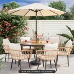 Costway Base ombrellone da giardino con acqua e sabbia 52 kg, Supporto rotondo con maniglia e manopola regolabile - immagine 11