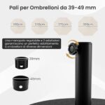 Costway Base ombrellone da giardino con acqua e sabbia 52 kg, Supporto rotondo con maniglia e manopola regolabile - immagine 6