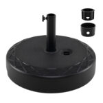 Costway Base ombrellone da giardino con acqua e sabbia 52 kg, Supporto rotondo con maniglia e manopola regolabile