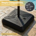 Costway Base per ombrellone a braccio con ruote e barra metallica a croce, Base riempibile con sabbia bagnata per giardino e piscina - immagine 9