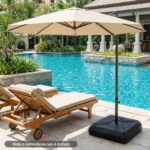 Costway Base per ombrellone a braccio con ruote e barra metallica a croce, Base riempibile con sabbia bagnata per giardino e piscina - immagine 3
