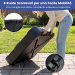 Costway Base per ombrellone da esterno con braccio a cantiere da 130 kg, Base quadrata con ruote riempibile per giardino Nero - immagine 7