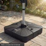 Costway Base per ombrellone da esterno con braccio a cantiere da 130 kg, Base quadrata con ruote riempibile per giardino Nero - immagine 4