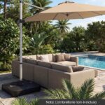 Costway Base per ombrellone da esterno con braccio a cantiere da 130 kg, Base quadrata con ruote riempibile per giardino Nero - immagine 5