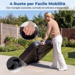 Costway Base per ombrellone da esterno con ruote 210 kg supporto pesante, Base quadrata riempibile con acqua e sabbia per giardino Nero - immagine 4