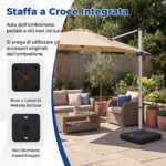 Costway Base per ombrellone da esterno con ruote 210 kg supporto pesante, Base quadrata riempibile con acqua e sabbia per giardino Nero - immagine 6