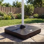 Costway Base per ombrellone da esterno con ruote 210 kg supporto pesante, Base quadrata riempibile con acqua e sabbia per giardino Nero - immagine 9