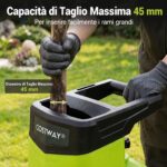 Costway Biotrituratore elettrico 2500 w cippatore trita legno per rami e arbusti 45 mm, Trinciatrice da giardino a rullo Verde - immagine 7