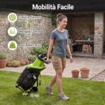 Costway Biotrituratore elettrico 2500 w cippatore trita legno per rami e arbusti 45 mm, Trinciatrice da giardino a rullo Verde - immagine 2