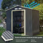 Costway Capanno degli attrezzi di metallo con 2 kit di estensione abbinato, Casetta da giardino con estensione per casetta - immagine 8
