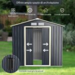 Costway Capanno degli attrezzi di metallo con 2 kit di estensione abbinato, Casetta da giardino con estensione per casetta - immagine 9