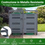 Costway Capanno esterno per bidoni della spazzatura con porte blocchettabili con chiavi, Rifugio per bidoni per patio cortile e giardino 1 Pezzo Grigio - immagine 9