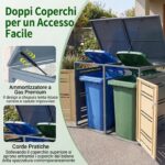 Costway Capanno esterno per bidoni della spazzatura con porte blocchettabili con chiavi, Rifugio per bidoni per patio cortile e giardino 2 Pezzi Giallo - immagine 9