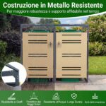 Costway Capanno esterno per bidoni della spazzatura con porte blocchettabili con chiavi, Rifugio per bidoni per patio cortile e giardino 2 Pezzi Giallo - immagine 10