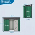 Costway Capannone da giardino per stoccaggio con design a tetto inclinato, Casa per attrezzi da giardino con 2 porte Verde - immagine 4