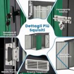 Costway Capannone da giardino per stoccaggio con design a tetto inclinato, Casa per attrezzi da giardino con 2 porte Verde - immagine 5
