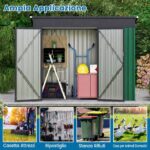 Costway Capannone da giardino per stoccaggio con design a tetto inclinato, Casa per attrezzi da giardino con 2 porte Verde - immagine 6