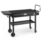 Costway Carrello barbecue pieghevole 4 ruote con portaspezie e magnete, Tavolo da griglia per giardino con apribottiglie e ganci - immagine 4