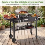 Costway Carrello barbecue pieghevole 4 ruote con portaspezie e magnete, Tavolo da griglia per giardino con apribottiglie e ganci - immagine 7