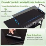 Costway Carrello barbecue pieghevole 4 ruote con portaspezie e magnete, Tavolo da griglia per giardino con apribottiglie e ganci - immagine 10