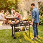 Costway Carrello barbecue pieghevole 4 ruote con portaspezie e magnete, Tavolo da griglia per giardino con apribottiglie e ganci - immagine 2