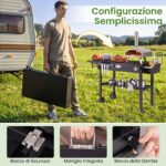Costway Carrello barbecue pieghevole 4 ruote con portaspezie e magnete, Tavolo da griglia per giardino con apribottiglie e ganci - immagine 11