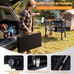 Costway Carrello da esterno pieghevole ruote tovaglietta resistente al calore, Supporto per griglia da esterno per campeggio e picnic - immagine 7