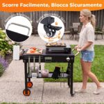 Costway Carrello da esterno pieghevole ruote tovaglietta resistente al calore, Supporto per griglia da esterno per campeggio e picnic - immagine 9