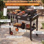 Costway Carrello da esterno pieghevole ruote tovaglietta resistente al calore, Supporto per griglia da esterno per campeggio e picnic - immagine 10