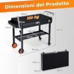 Costway Carrello da esterno pieghevole ruote tovaglietta resistente al calore, Supporto per griglia da esterno per campeggio e picnic - immagine 5