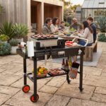 Costway Carrello da esterno pieghevole ruote tovaglietta resistente al calore, Supporto per griglia da esterno per campeggio e picnic - immagine 2