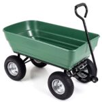 Costway Carrello da giardino 125 l con vasca ribaltabile manico regolabile e ruote pneumatiche, Carrello a mano in metallo portata 410 kg - immagine 3