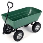 Costway Carrello da giardino 125 l con vasca ribaltabile manico regolabile e ruote pneumatiche, Carrello a mano in metallo portata 410 kg - immagine 4