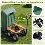 Costway Carrello da giardino 125 l con vasca ribaltabile manico regolabile e ruote pneumatiche, Carrello a mano in metallo portata 410 kg - immagine 7