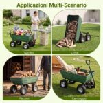 Costway Carrello da giardino 125 l con vasca ribaltabile manico regolabile e ruote pneumatiche, Carrello a mano in metallo portata 410 kg - immagine 9