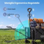 Costway Carrello da spiaggia carrello pieghevole per campeggio e giardino, Carretto portatutto in tessuto oxford Nero - immagine 7