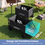 Costway Carrello da spiaggia carrello pieghevole per campeggio e giardino, Carretto portatutto in tessuto oxford Nero - immagine 10