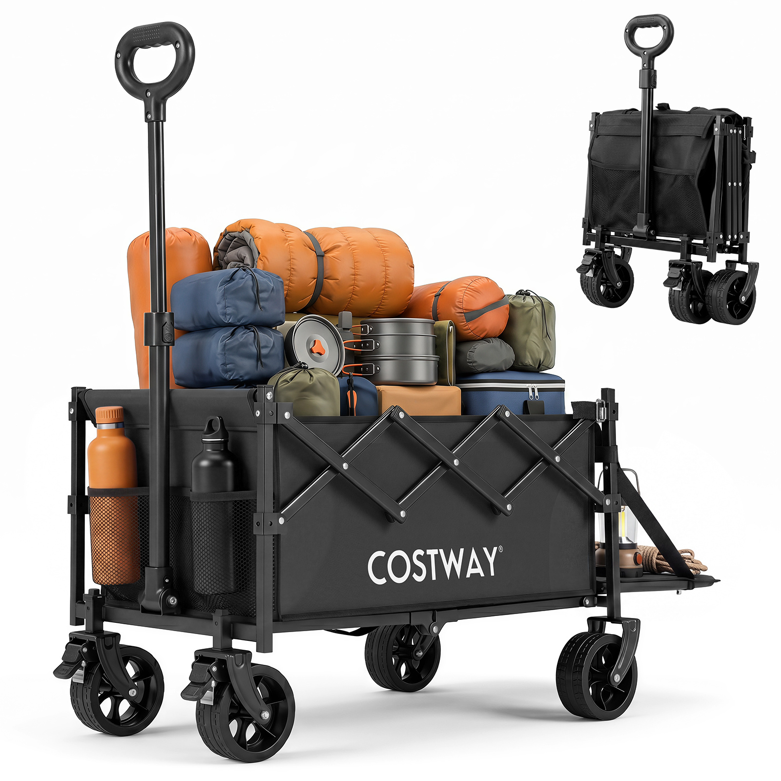 Carrello-da-spiaggia-carrello-pieghevole-per-campeggio-e-giardino-mediaId105174573-1784166113.jpg Costway Carrello da spiaggia carrello pieghevole per campeggio e giardino, Carretto portatutto in tessuto oxford Nero - immagine 1