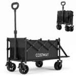 Costway Carrello da spiaggia carrello pieghevole per campeggio e giardino, Carretto portatutto in tessuto oxford Nero - immagine 5
