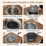 Costway Carrello per barbecue con forno smontabile griglie e teglie in metallo, Carrello cucina da esterno carrellino con ruote - immagine 6
