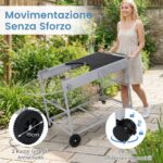 Costway Carrello per barbecue da esterno con ampio piano ripiano a rete porta spezie portarotolo, Carrello da cucina per barbecue 18-22 pollici - immagine 10