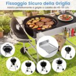Costway Carrello per barbecue da esterno con ampio piano ripiano a rete porta spezie portarotolo, Carrello da cucina per barbecue 18-22 pollici - immagine 11