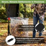 Costway Carrello portasacco immondizia da giardino con ruote coperchio, Carriola per foglie rifiuti raccolta differenziata Nero - immagine 10