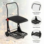 Costway Carrello portasacco immondizia da giardino con ruote coperchio, Carriola per foglie rifiuti raccolta differenziata Nero - immagine 7