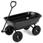 Costway Carriola da giardino con 4 ruote pneumatiche manico regolabile e impugnatura morbida, 75 L Carrello ribaltabile portata 300 kg - immagine 3
