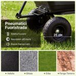 Costway Carriola da giardino con 4 ruote pneumatiche manico regolabile e impugnatura morbida, 75 L Carrello ribaltabile portata 300 kg - immagine 7