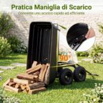 Costway Carriola da giardino con 4 ruote pneumatiche manico regolabile e impugnatura morbida, 75 L Carrello ribaltabile portata 300 kg - immagine 10