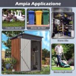 Costway Casetta da giardino con design a tetto inclinato venti d'aria, Capanno da esterno 150x90,5x185cm Naturale - immagine 6